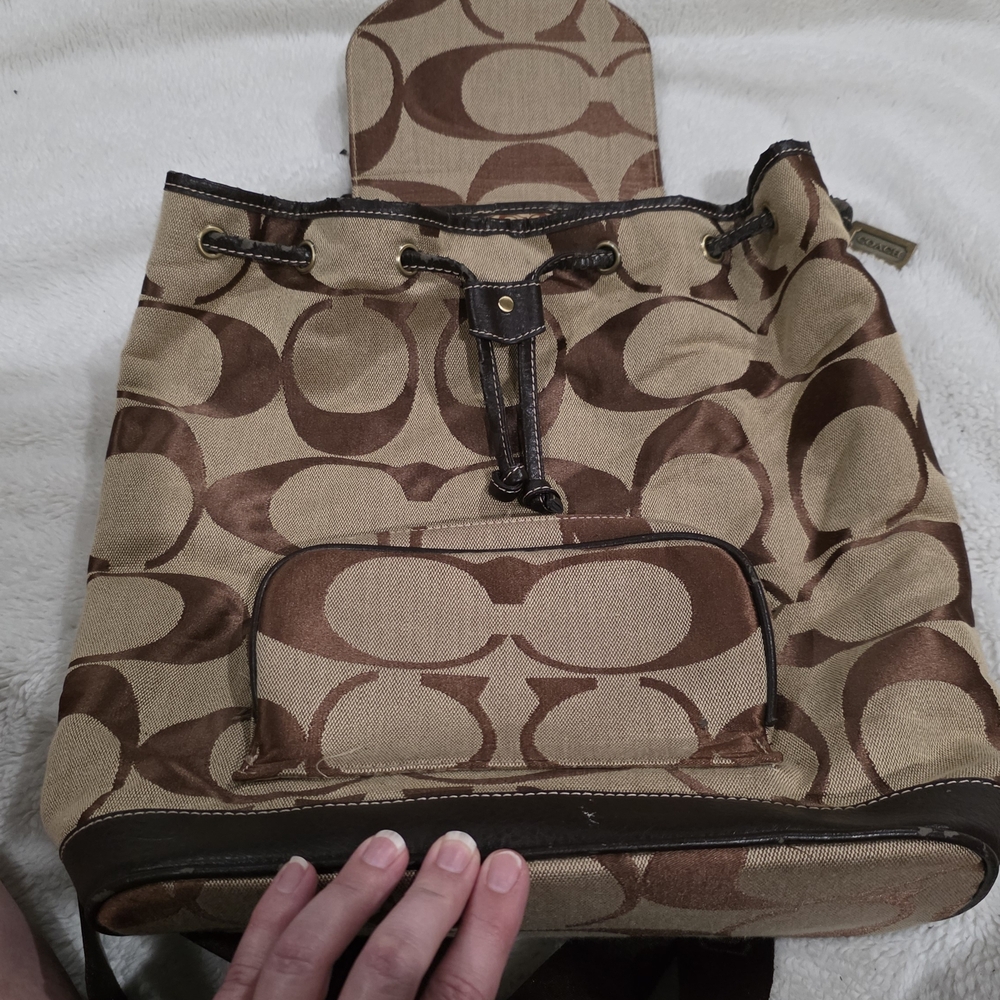 Coach Tan and Brown Backpack